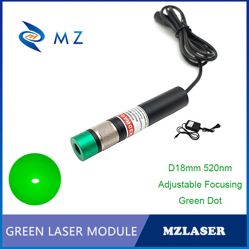 Industrial Grade Laser - High Brightness Adjustable Focusable D18mm 520nm